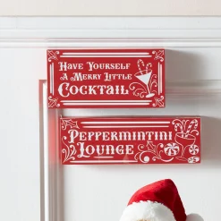 Raz Imports Raz Red High Shine Block Christmas Cocktail Sign Best