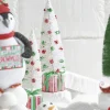 Raz Imports Raz Set of 2 18" Bottle Brush Tree with Ornaments on Present Pedestal Christmas Figures 4215545