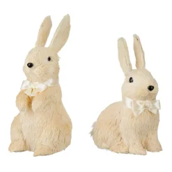 Raz Imports Raz Set of 2 11" Ivory Glittered Bunny Decoration 4116096 Outlet