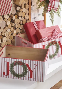 Raz Imports Raz Set of 2 17.75" Joy Crates Christmas Decorations 4212313 Online