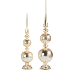Raz Imports Raz Set of 2 Gold Textured Standing Finial Glass Christmas Decoration 4324555 Best