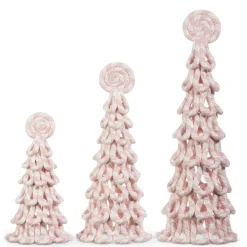 Raz Imports Raz Set of 3 Pink Peppermint Christmas Trees 4316051
