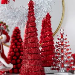 Raz Imports Raz Set of 2 Red Tinsel Trees Christmas Decoration 4334054 Outlet