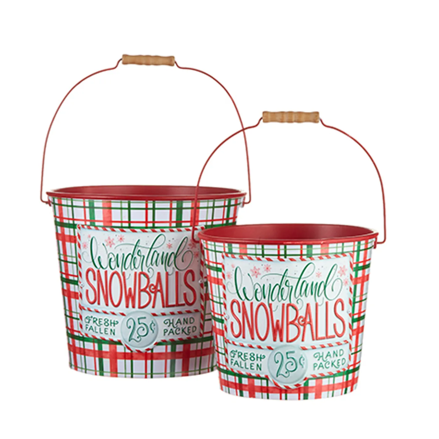 Raz Imports Raz Set of 2 Wonderland Snowballs Bucket Christmas Decoration 4212309 New