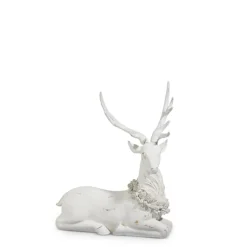 Raz Imports Raz Standing or Laying Large White Deer with Holly Wreath Christmas Decoration New