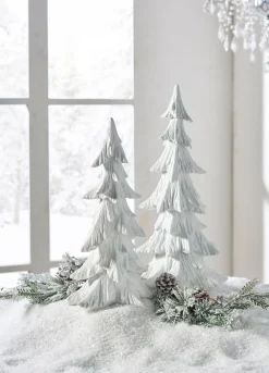 Raz Imports Raz White Carved Christmas Tree Decoration Set of 2 4401619 Best