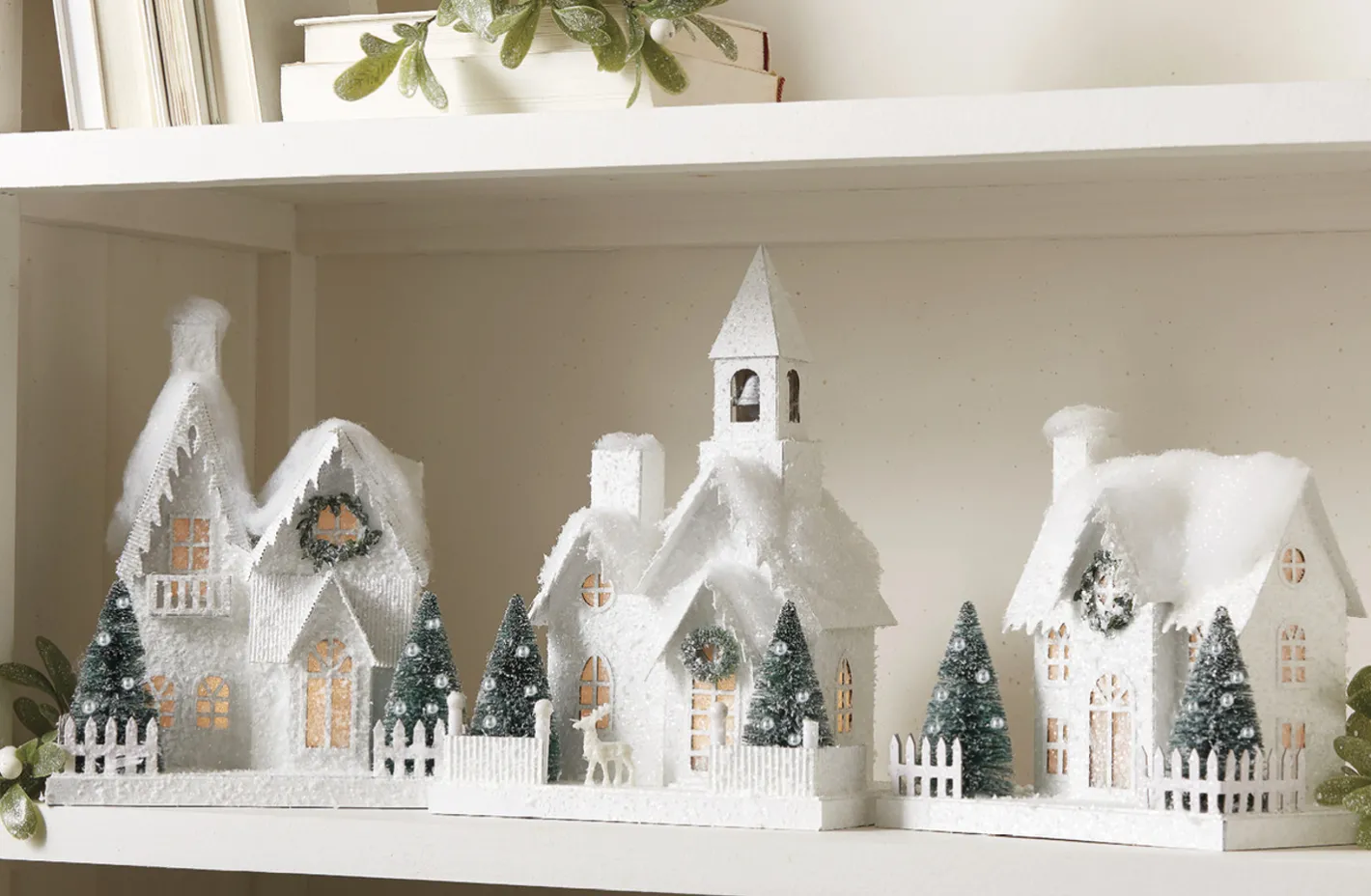 Raz Imports Raz White Flocked LED Lighted Battery Operated Christmas House