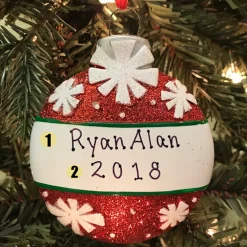 Polar X Red with Snowflakes Ball Personalized Christmas Ornament Discount