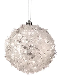 Regency International Regency 4" Metallic White Snowflake Ball Christmas Ornament MTX72220