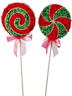 Regency International Regency 18" Set of 2 Sequin Lollipop Stem Christmas Tree Picks MTX73545 Discount