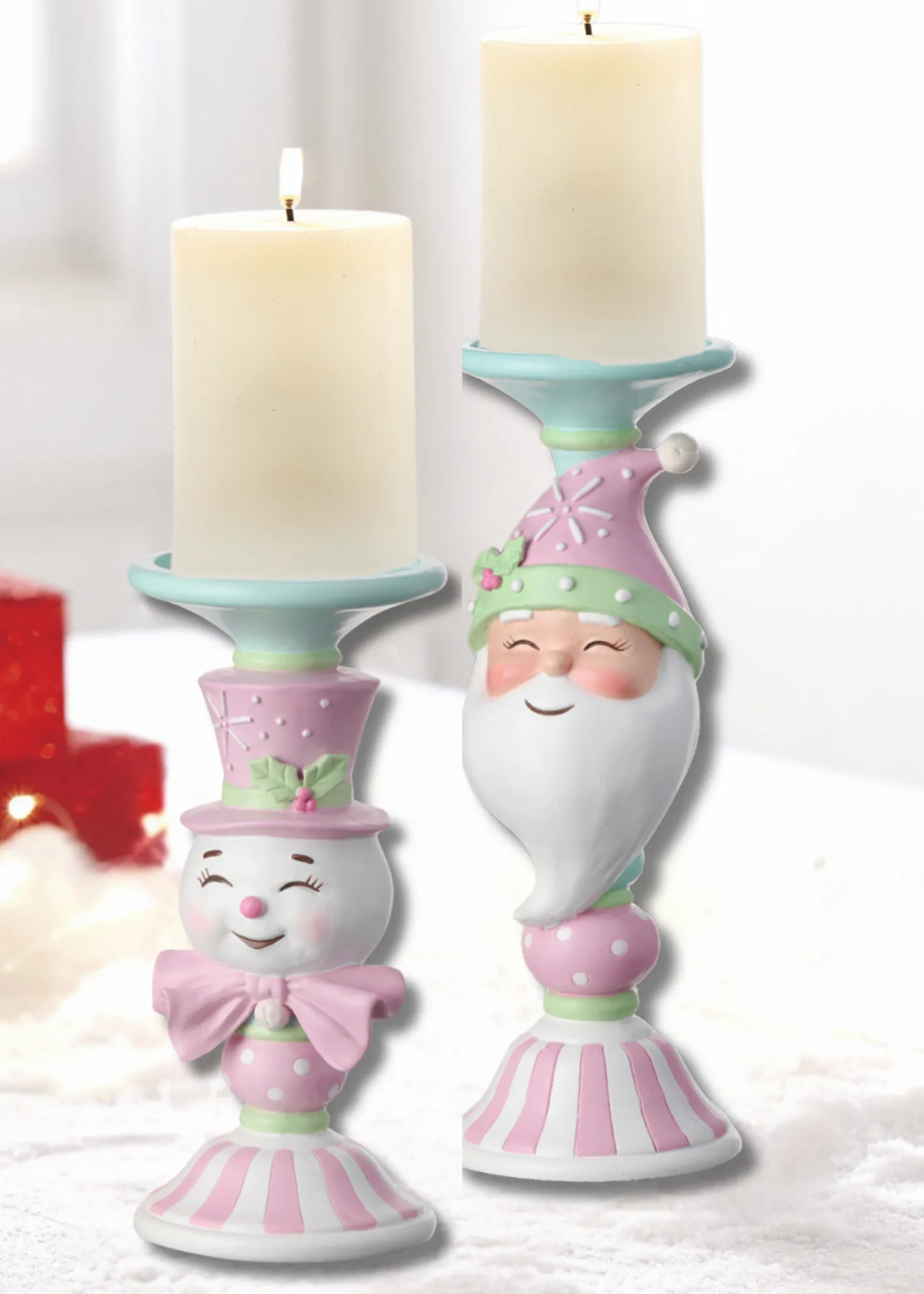 Regency International Regency Candy Snowman or Santa Candle Stand Christmas Candle Holder Discount