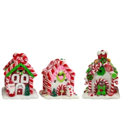 Kurt Adler Set of 3 Battery Operated Lighted Claydough Gingerbread Candy House Christmas Ornament D4107 Best