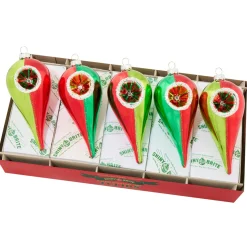 Shiny Brite 5" Reflector Tulips Glass Christmas Ornament Set 4028262 Hot