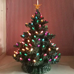 Handmade Ceramics Sierra Lighted Green Ceramic Christmas Tree 16" Hot