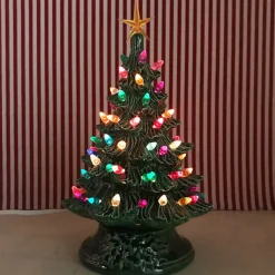 Handmade Ceramics Small Lighted Green Ceramic Christmas Tree 12" Online
