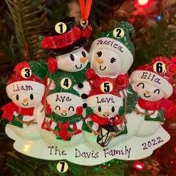 Polar X Snowman Family of 6 Personalized Christmas Ornament OR2255-6 Clearance
