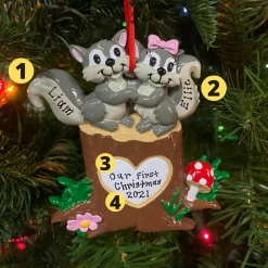 Polar X Squirrel Couple On Tree Trunk with Heart Personalized Christmas Ornament OR1890-SQ Best