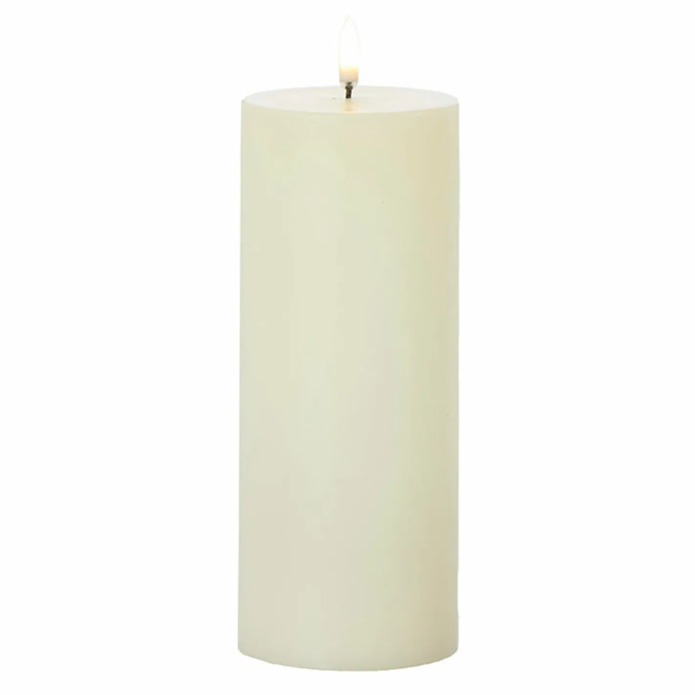 Raz Imports Uyuni 3" x 5", 7" or 9" Ivory Flat Top Flicker Flame Pillar Candle Discount
